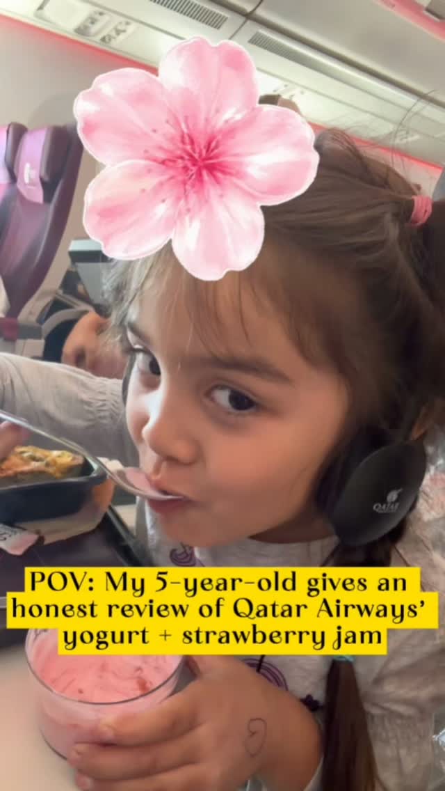 Just yogurt and strawberry jam, but she took her little review very seriously 😂 A sweet mo